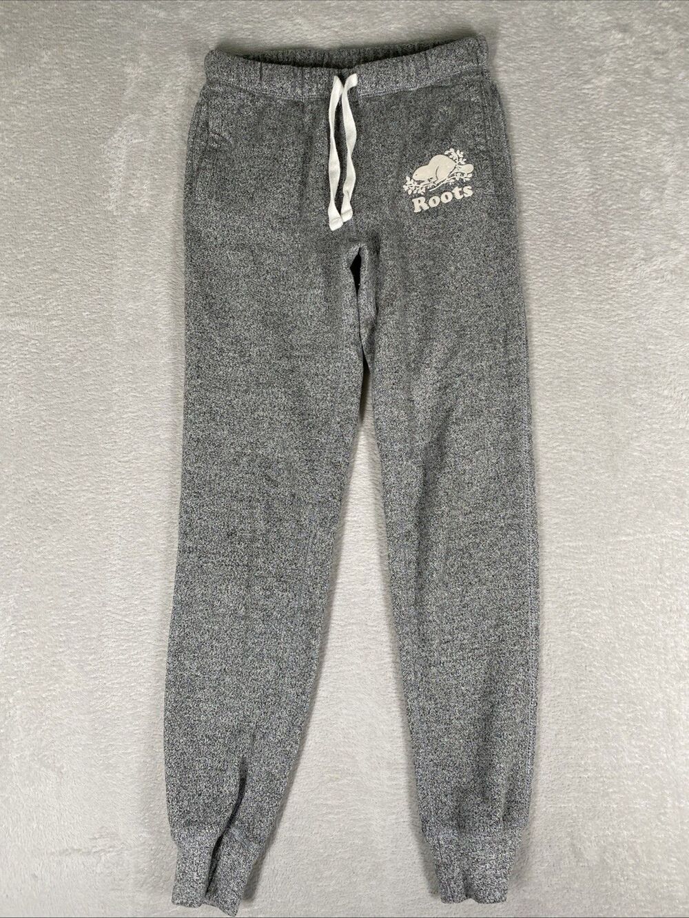 Roots Brand Sweater Knit Jogger Pants Women's XXS Gray Beaver organic